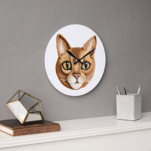 Abyssijnse Kat 3D Geïnspireerd Grote Klok