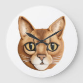 Abyssijnse Kat 3D Geïnspireerd Grote Klok (Voorkant)