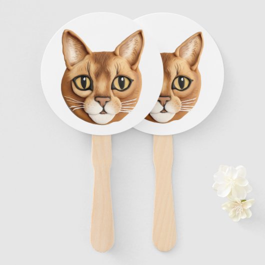 Abyssijnse Kat 3D Geïnspireerd Handwaaier (Voorkant en achterkant)
