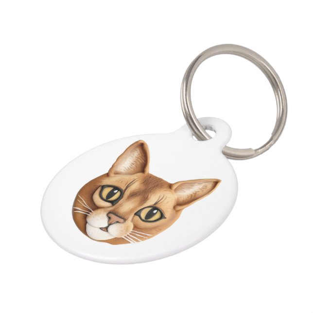 Abyssijnse Kat 3D Geïnspireerd Huisdierpenning (Zijkant)