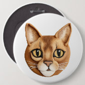 Abyssijnse Kat 3D Geïnspireerd Ronde Button 6,0 Cm (Voorkant /achterkant)