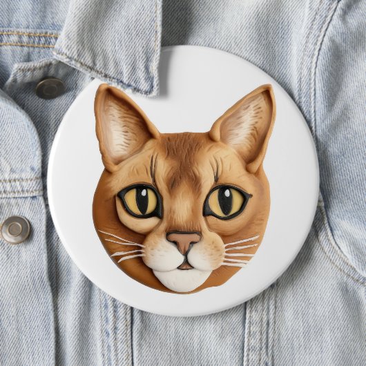 Abyssijnse Kat 3D Geïnspireerd Ronde Button 6,0 Cm (In situ)