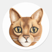 Abyssijnse Kat 3D Geïnspireerd Ronde Sticker (Voorkant)