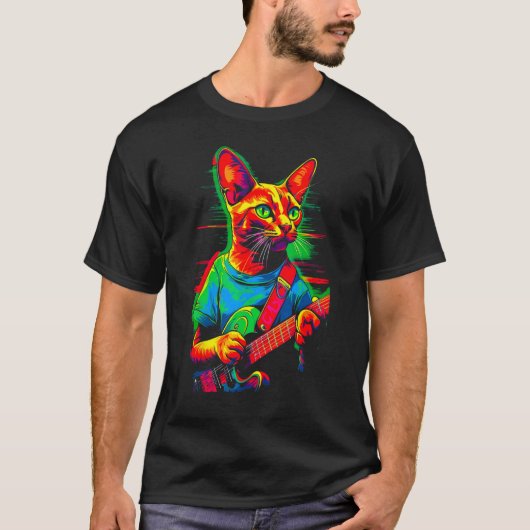 Abyssijnse Kat Gitaar T-shirt (Voorkant)
