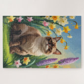 Abyssijnse Kat Lentebloemen Schilderij Legpuzzel (Horizontaal)