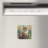 Abyssijnse Kat Lentebloemen Schilderij Magneet (Insitu (Vaatwasser))