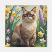 Abyssijnse Kat Lentebloemen Schilderij Magneet (Voorkant)