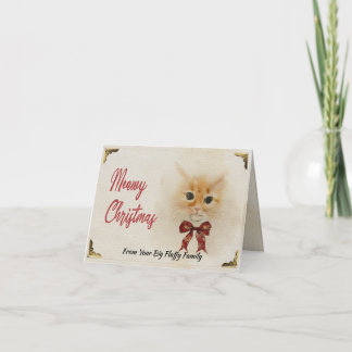 Abyssijnse Kat Meowy Kerstmis Aquarel Kunst Feestdagen Kaart