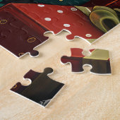 Abyssijnse kat met kerstcadeaus bij de open haard legpuzzel (Zijkant)