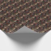 Abyssijnse kat met kerstcadeaus open haard cadeaupapier (Hoek)