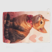 Abyssijnse Kat met Rozen - Valentijnsdag Golfhanddoek (Horizontaal)