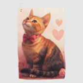 Abyssijnse Kat met Rozen - Valentijnsdag Golfhanddoek (Voorkant)