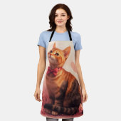 Abyssijnse Kat met Rozen - Valentijnsdag Schort (Gedragen)