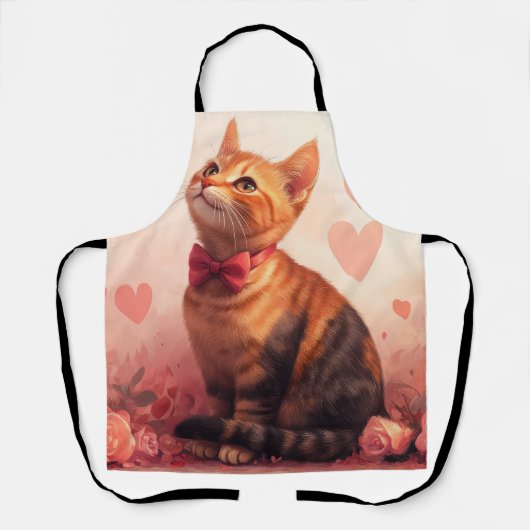 Abyssijnse Kat met Rozen - Valentijnsdag Schort (Voorkant)