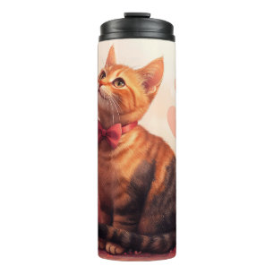Abyssijnse kat met rozen - Valentijnsdag Thermosbeker