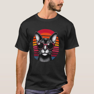 Abyssijnse Kat Retro Vintage Zonnekijker 70s T-shirt