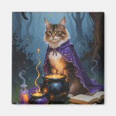 Abyssijnse Kat Whimsical Halloween Schilderij Magneet (Voorkant)