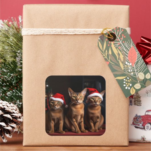Abyssijnse Kerst bij de Haard Vierkante Sticker (Feestdagen)