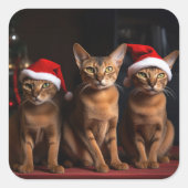 Abyssijnse Kerst bij de Haard Vierkante Sticker (Voorkant)