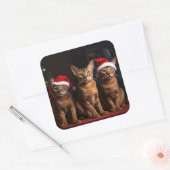 Abyssijnse Kerst bij de Haard Vierkante Sticker (Envelop)