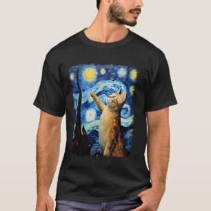 Abyssijnse Oranje Kat Sterrennacht Schilderij T-shirt