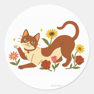 Abyssiniaan in de Madeliefjes Klassieke Ronde Stic Sticker