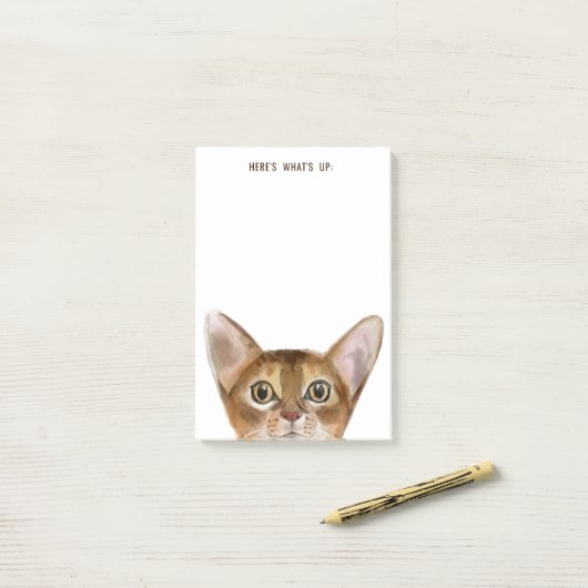 Abyssiniaanse kat | bewerkbare tekst | Hier is wat Post-it® Notes (Op bureau)