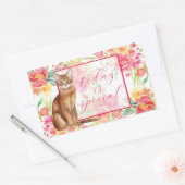Abyssiniaanse kat en Waterverf Flowers Sticker (Envelop)
