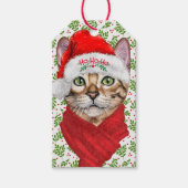Abyssiniaanse kat Ho Ho Santa Hat Meowy Kerstmis Cadeaulabel (Voorkant)