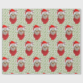 Abyssiniaanse kat Ho Ho Santa Hat Meowy Kerstmis Cadeaupapier (Vlak)