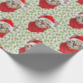 Abyssiniaanse kat Ho Ho Santa Hat Meowy Kerstmis Cadeaupapier (Hoek)