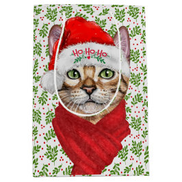 Abyssiniaanse kat Ho Ho Santa Hat Meowy Kerstmis Medium Cadeauzakje