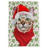 Abyssiniaanse kat Ho Ho Santa Hat Meowy Kerstmis Medium Cadeauzakje (Achterkant)