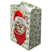Abyssiniaanse kat Ho Ho Santa Hat Meowy Kerstmis Medium Cadeauzakje (Achterkant Gekanteld)