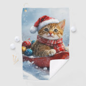 Abyssiniaanse kat in slee Laat het sneeuwen Kerstm Golfhanddoek (Insitu)
