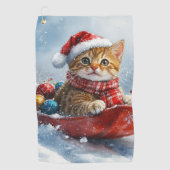 Abyssiniaanse kat in slee Laat het sneeuwen Kerstm Golfhanddoek (Voorkant)