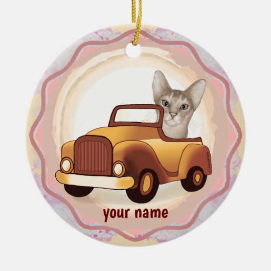 Abyssiniaanse Kat Rijdt Auto ornament (Voorkant)