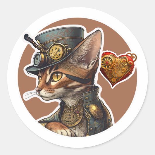 Abyssiniaanse kat ronde sticker (Voorkant)
