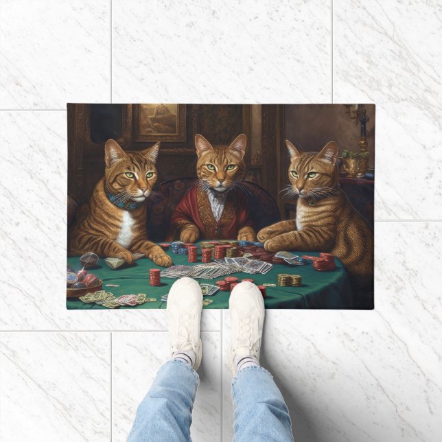 Abyssiniaanse katten spelen pokerkunst deurmat (Binnen)