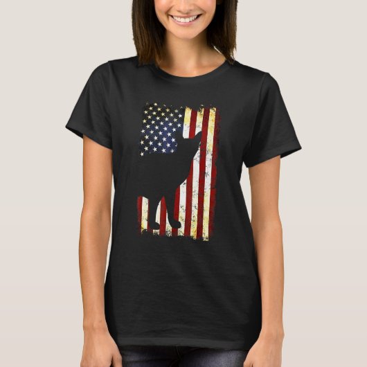 Abyssiniaanse Silhouette Amerikaanse vlag op 4 jul T-shirt (Voorkant)