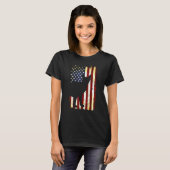 Abyssiniaanse Silhouette Amerikaanse vlag op 4 jul T-shirt (Voorkant volledig)