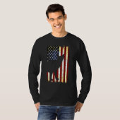 Abyssiniaanse Silhouette Amerikaanse vlag op 4 jul T-shirt (Voorkant volledig)
