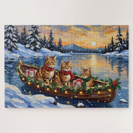 Abyssinian Cat Christmas Boat Holiday Legpuzzel (Horizontaal)
