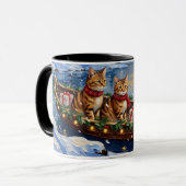 Abyssinian Cat Christmas Boat Holiday Mok (Voorkant links)