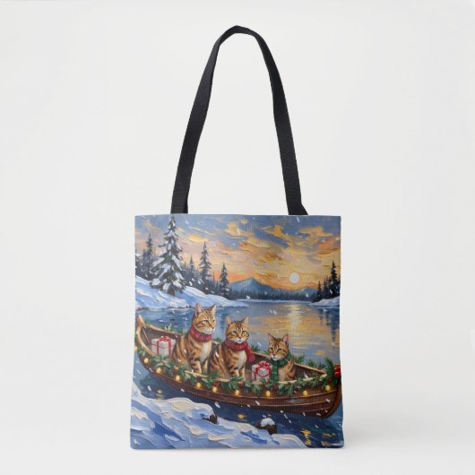 Abyssinian Cat Christmas Boat Holiday Tote Bag (Voorkant)