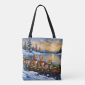 Abyssinian Cat Christmas Boat Holiday Tote Bag (Achterkant)
