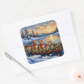 Abyssinian Cat Christmas Boat Holiday Vierkante Sticker (Envelop)