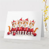 Abyssinian Cat Christmas Dress Santa Hat Kaart (Gele Bloem)