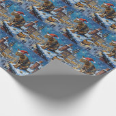 Abyssinian Cat Christmas Market Spy Holiday Cadeaupapier (Hoek)