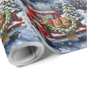 Abyssinian Cat Christmas Red Truck Holiday Cadeaupapier (Rol Hoek)